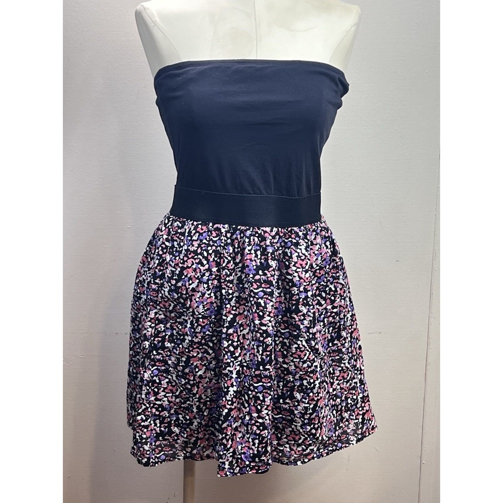 Y2K Floral Mini Dress Strapless Tube‎ Top Sundress Summer Dress Vtg Medium Girly